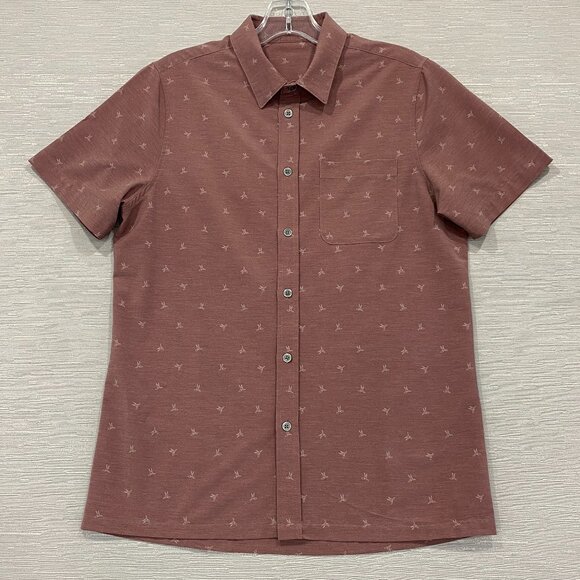 Vuori Shirt Mens Small Red Bridge Button Up Stretch Performance Short Sleeve - Picture 2 of 10